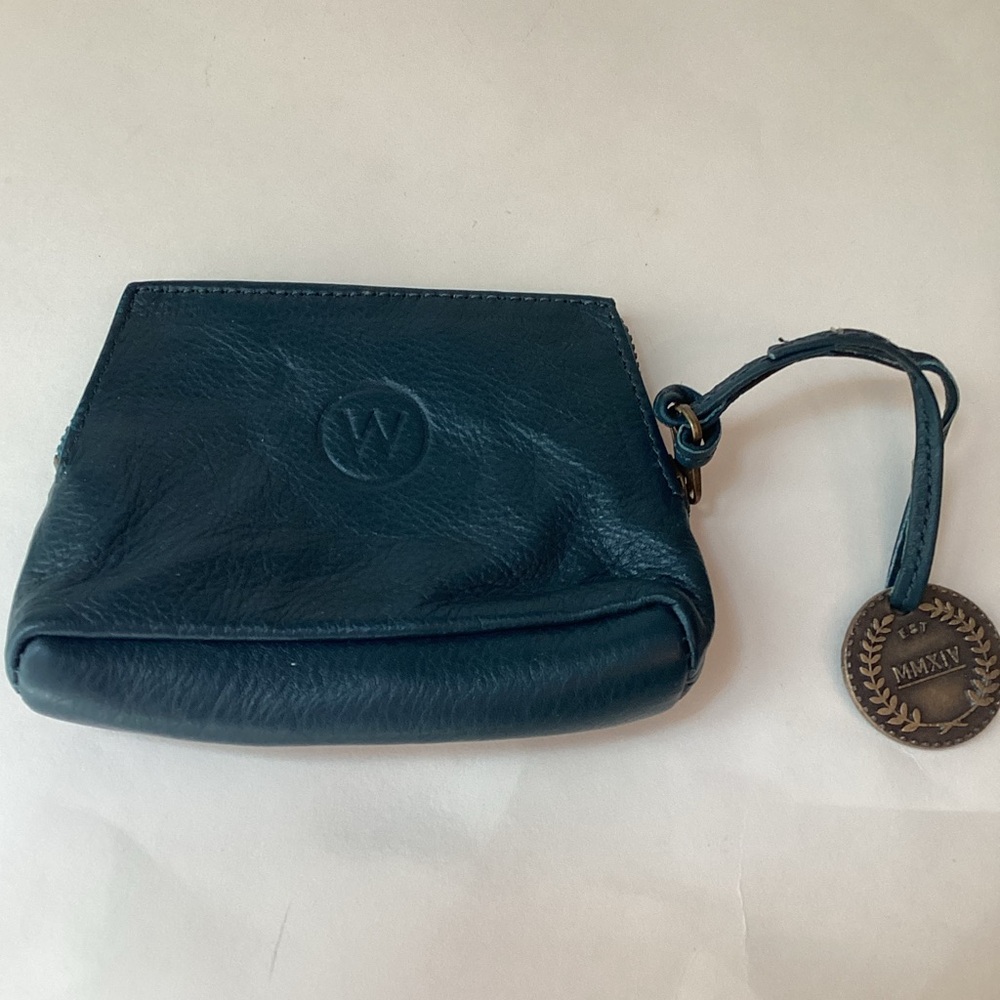 W by Wristlet Leather Coin Pouch in Teal